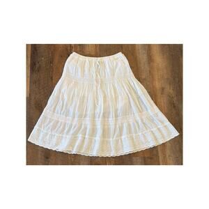 Faunt white tiered 100% Cotton BOHO prairie skirt SM